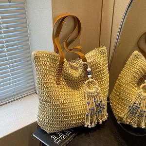 Tissé grande capacité fourre-tout station balnéaire sac de plage été femmes sac à main à la mode sacs de paille - Product Image 1