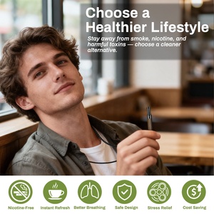 Collier en bois clair argenté pour l'aide au sevrage tabagique, avec cœurs d'aromathérapie à la menthe verte, bijou pendentif anti-anxiété et anti-stress - Product Image 2
