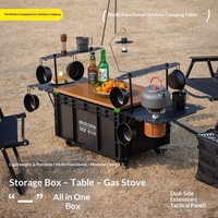 Table de camping extérieure transformable en boîte de rangement industrielle, plateau en bois massif épaissi, table de thé pliable pour voiture, DIY