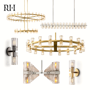 Lustre rond en verre et laiton RHMAKER, style Arcachon, LED, réglable, aux normes mondiales, pour la maison et l'ameublement, modèle nord-américain - Product Image 1