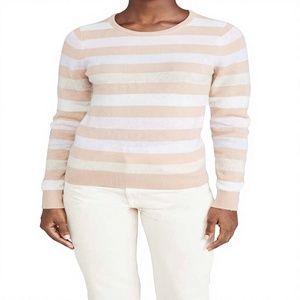 Pull tricoté doux et respirant à manches longues pour femme, col rond, motif rayé, anti-boulochage, nouvelle collection hiver, style décontracté - Product Image 1