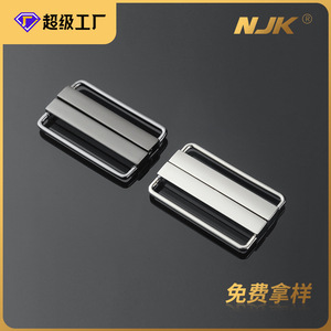 Hebilla de cinturón metálica de doble punta, 50 mm de diámetro interior, plateada y negra, accesorio de bricolaje - Product Image 5