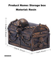 Coffre au trésor en résine gaufré personnalisé OEM Mini coffre au trésor crâne de pirate viking Boîte de rangement pour bijoux de décoration intérieure