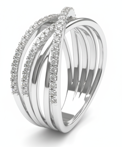 Luxury Diamond Crossover <b>Ring</b> 925 <b>Silver</b> / 10KT 14KT 18KT Gold Multi-Layer Criss <b>Cross</b> <b>Ring</b> For Women Wear Jewelry - Product Image 2