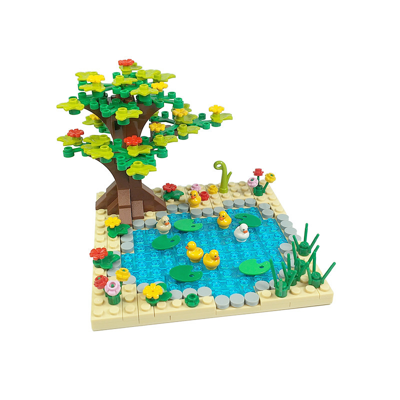 Little duck lotus pond with paper drawings