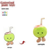 OEM ODM Schattig Kokosnoot Pluche Speelgoed Groene Kokosnootdrank Gevuld Knuffeltje voor Huisdecoratie Feestdagen Cadeaus en Bureaudecoratie