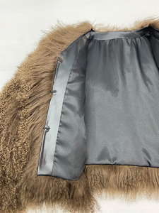 <span class=keywords><strong>Manteau</strong></span> de fourrure d'agneau du Tibet bouclé à col rond en peau courte de couleur personnalisée <span class=keywords><strong>manteau</strong></span> de fourrure mongole véritable pour femmes - Product Image 3