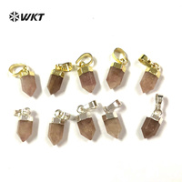 WT-P1755 Dainty Minuscules Naturel Pierre Mini Mignon hexagonale Fraise Cristal Pendentifs Composants pour La Fabrication de Bijoux quartz point