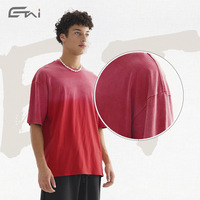 T-shirt en coton délavé dégradé de style streetwear décontracté pour adolescents, de haute qualité, vintage, délavé, manches raglan, 230g