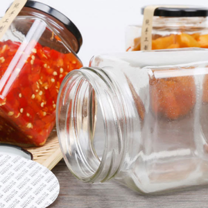 Bán buôn rõ ràng hình vuông mật ong <span class=keywords><strong>Jar</strong></span> mứt Dưa Chua DIY thực phẩm đóng hộp lọ thủy tinh với nắp - Product Image 2