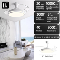 Ventilador de Techo con Lámpara de 42 Pulgadas, Invisible, Retráctil, Inteligente, con 3 Colores Atenuables, Ventilador de Techo con Luz