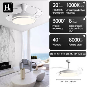 Ventilateur de plafond avec lustre 42 pouces, ventilateur de plafond rétractable invisible, ventilateur de plafond intelligent à 3 couleurs, variateur d'intensité lumineuse, Ventilador De Techo - Product Image 6