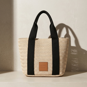 <span class=keywords><strong>Sac</strong></span> fourre-tout en paille tressée personnalisé SHINY avec logo, poignée en sangle robuste, <span class=keywords><strong>sac</strong></span> à <span class=keywords><strong>main</strong></span> de plage avec patch en cuir pour femme, vacances d'été - Product Image 1