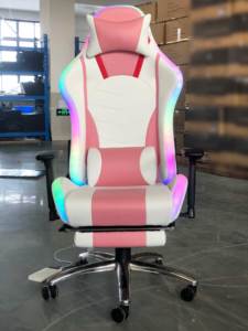 <span class=keywords><strong>Silla</strong></span> de Computadora Ergonómica 2D con Reposabrazos de Cuero Suave, <span class=keywords><strong>Silla</strong></span> de Juego <span class=keywords><strong>Rosa</strong></span> Reclinable con Luces LED RGB - Product Image 4
