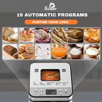 Máquina para Hacer Pan Eléctrica Inteligente Automática, 25 Programas Digitales, Control Táctil, Opciones Multilingües (Francés, Alemán, Inglés), para el Hogar