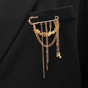 Broche de Clip de Papel Plateado Triturado con Cadena, Borla y Remaches - Accesorio de Moda <span class=keywords><strong>para</strong></span> Solapa de Blazer - Product Image 3