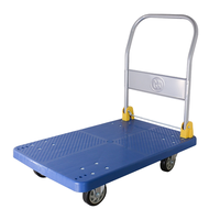 Carro de Logística Industrial con Capacidad de Carga de 150 kg, Plataforma de Acero Cromado, Carro de Cuatro Ruedas, Apilable, Plegable, para Herramientas