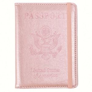 Funda para pasaporte, accesorio de viaje con banda elástica, tarjetero para hombres y mujeres, cuero PU para pasaportes, libros y tarjetas - Product Image 1