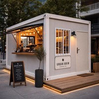 Magasin mobile commercial, boutique de vente au détail, café éphémère, maison conteneur préfabriquée moderne, modulaire, imperméable et résistante au vent, en kit