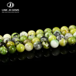 Драгоценные камни JD полудрагоценный камень 4 мм/6 мм/8 мм/10 мм 100% натуральный зеленый опал Круглые Гладкие бусины для изготовления ювелирных изделий
