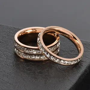 Light Luxury Niche Star Ring Double Circle Single Circle Diamond Couple Ring Titanium Steel Ring Does Not Fade