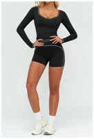 Ensemble de yoga bicolore contrastant à double bretelles en Spandex/Nylon haut de gamme, tenue d'entraînement 2 pièces pour femme, brossé et anti-transpiration