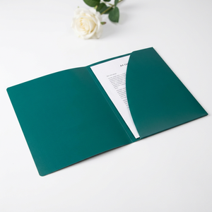 Porte-documents en papier personnalisé à double pliage, vert sarcelle, pelliculage mat, motif botanique doré, logo gratuit, OEM ODM, usine - Product Image 2