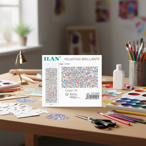 Ilan Adesivi Brillanti 4mm Multicolore 468pz Carta Grande - Product Image 3