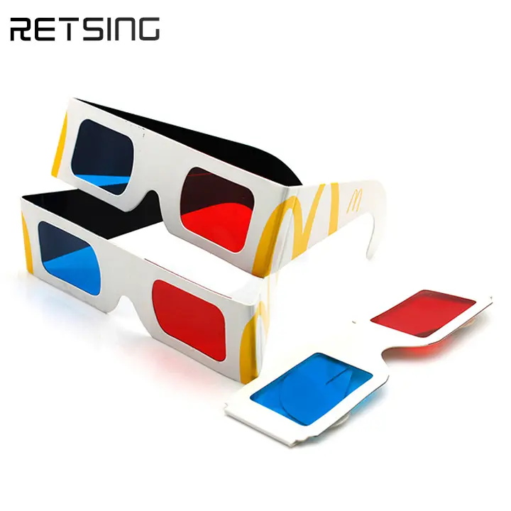 3d سينما نظارات الواقع الافتراضي الأحمر ورق أزرق نظارات