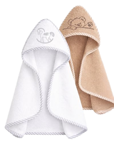 LANDUN Soft Touch 100% Cotton Embroidered Characters Hooded Baby Towel 70x70cm Baby Boys Girls 0-24 Months (2-Packs) Bathroom