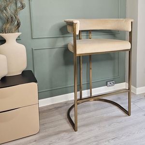 Taburete de silla alta de <span class=keywords><strong>Bar</strong></span> de tela de diseño moderno elegante y lujoso para uso en el hogar, oficina, comedor, hotel - Product Image 5