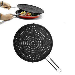 Écran anti-éclaboussures en silicone <span class=keywords><strong>pour</strong></span> poêle à frire, protection anti-éclaboussures avec long manche, tapis de cuisson vapeur multi-usages <span class=keywords><strong>pour</strong></span> cuisine - Product Image 1