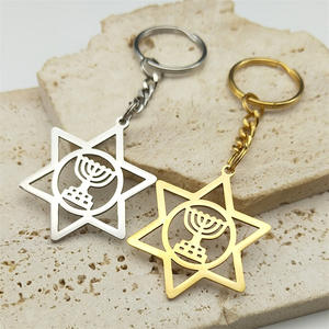 Porte-clés étoile <span class=keywords><strong>hexagonale</strong></span> créative évidée pour femmes hommes Goth chandelier en acier inoxydable pendentif sacs porte-clés de voiture bijoux - Product Image 2