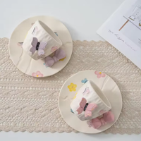 Vente en gros de tasses à café en céramique personnalisées avec poignée en forme de papillon, design vintage rétro avec logo pour cadeau de café