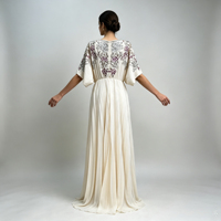 Robe longue kaftan marocaine élégante brodée de sequins, à manches courtes, plissée, richement perlée, col en V, grande taille, pour adultes, Ramadan, Aïd