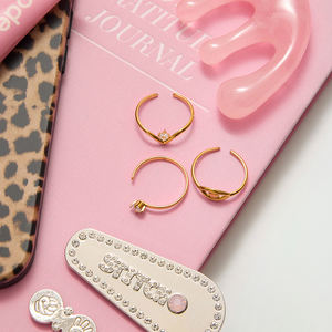 J & D stile minimalista 18K oro placcato acciaio inossidabile anello regolabile con zircone onda occhio di demone per le donne - Product Image 4