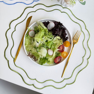 Custom Handmade <strong>Round</strong> Floral Embroidered <strong>Place</strong> <strong>Mat</strong> for Weddings Dinner Plates and Airplanes Cloth Napkins Plain Style - Product Image 3