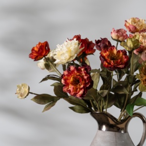 Bouquet de fleurs artificielles en soie simulée de style vintage, fait main, avec dégradé multicolore, pour Noël et la Saint-Valentin - Product Image 3