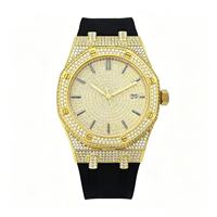 Montre automatique de luxe en moissanite ronde, pavée de diamants, étanche, bracelet sport, vente en gros, marque privée, cadeau pour homme