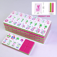 Ensemble complet de Mahjong américain en acrylique, automatique, 4 couches, 160 tuiles, boîte cadeau portable, support/poussoirs en bois rose, tapis de table silencieux
