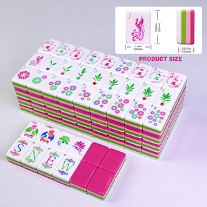 Ensemble complet de Mahjong américain en acrylique, automatique, 4 couches, 160 tuiles, boîte cadeau portable, support/poussoirs en bois rose, tapis de table silencieux - Product Image 3