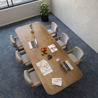 Table de travail rectangulaire simple et moderne en bois massif Table d'établi chaise de bureau combinaison pour salon longue conférence