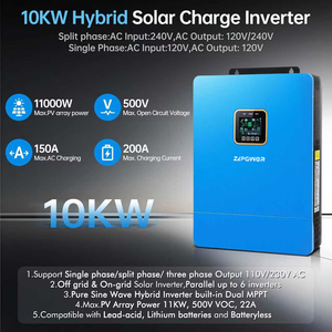 off Grid Invert 10000 12000W 48VDC Input 120V Output Dual Hybrid 500V 12KW <b>Solar</b> Charge Controller Split Phase 99% Efficiency - Product Image 5