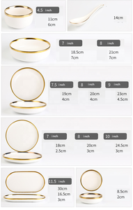 Offre Spéciale – Vaisselle de Luxe Ronde en Porcelaine Blanche et Or – Assiettes et Services de Table Effet Marbre Glaçuré - Product Image 6