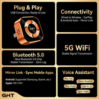 Adaptateur Kaiwo 4-en-1 Carplay Android Auto sans fil, boîte de conversion USB C, dongle sans fil Mirrorlink, adaptateur orange