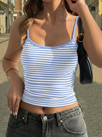 Débardeurs Cami Y2K pour femmes, rayés, à fines bretelles, col en V, crop tops sexy, dos nu, sans manches, coupe ajustée