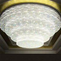 Lustre suspendu en cristal LED à intensité variable, CRI 80 élevé, pour hôtel, éclairage de hall de luxe