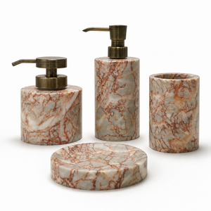 Juego de Accesorios de Baño de Lujo de 7 Piezas de Mármol Verde de la India con Bandejas, Juego de Baño de Mármol Verde Natural, Dispensador de Jabón - Product Image 1