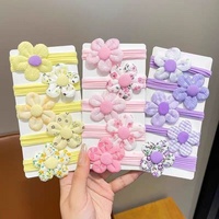 Nouvelles attaches pour cheveux en tissu fleuri style doux pour filles 2025 – Lot de 5 élastiques pour cheveux de 4,5 cm pour enfants, usage quotidien, pour bébés
