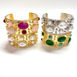 Nueva moda brazalete de cristal brazalete abierto pulsera Boho pulsera Coral rojo y con concha Coral y brazalete de perlas de agua dulce joyería - Product Image 1